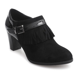 Stiefeletten mit Absatz Boho Fringe 6660 Schwarz