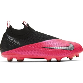 Nike Phantom Vsn 2 Elite Df FG / MG Jr CD4062-606 Fußballschuhe rot-rosa, schwarz rosa
