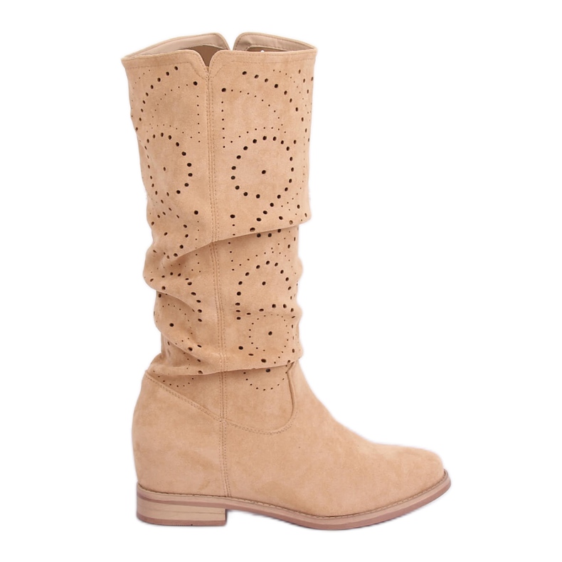 Beige durchbrochene Keilstiefel NC1015 Beige