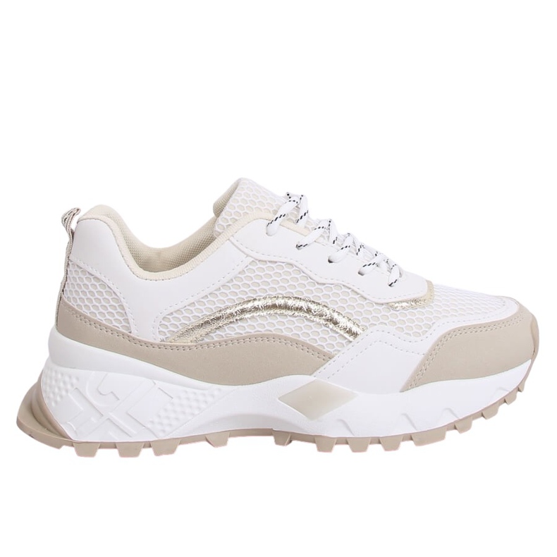 LA87P Beige weiße und beige Sportschuhe braun