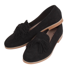 Schwarz Damen-Loafer mit Fransen T357P Schwarz