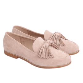 Beige Slipper für Damen mit Fransen T357P Beige