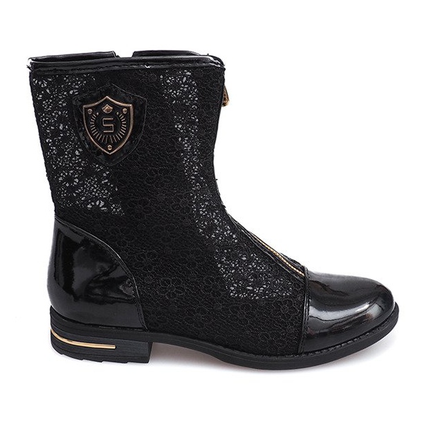 Durchbrochene Stiefel Reißverschluss X362 Schwarz