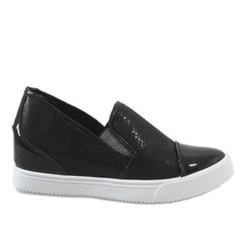 Schwarze Sneaker auf dem Keil DD437-1