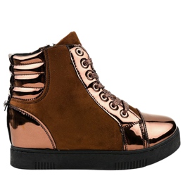 Braun lackierte Wildleder Sneakers TL-57