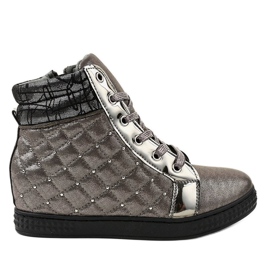 Grau lackierte Sneakers auf einem Keil R468-3