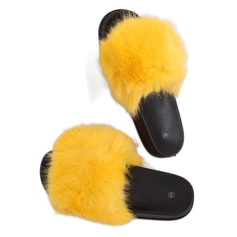 Gelb CK107P Gelbe Pelzpantoffeln