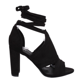 Schwarze Sandalen am Knöchel gebunden NS112P Black