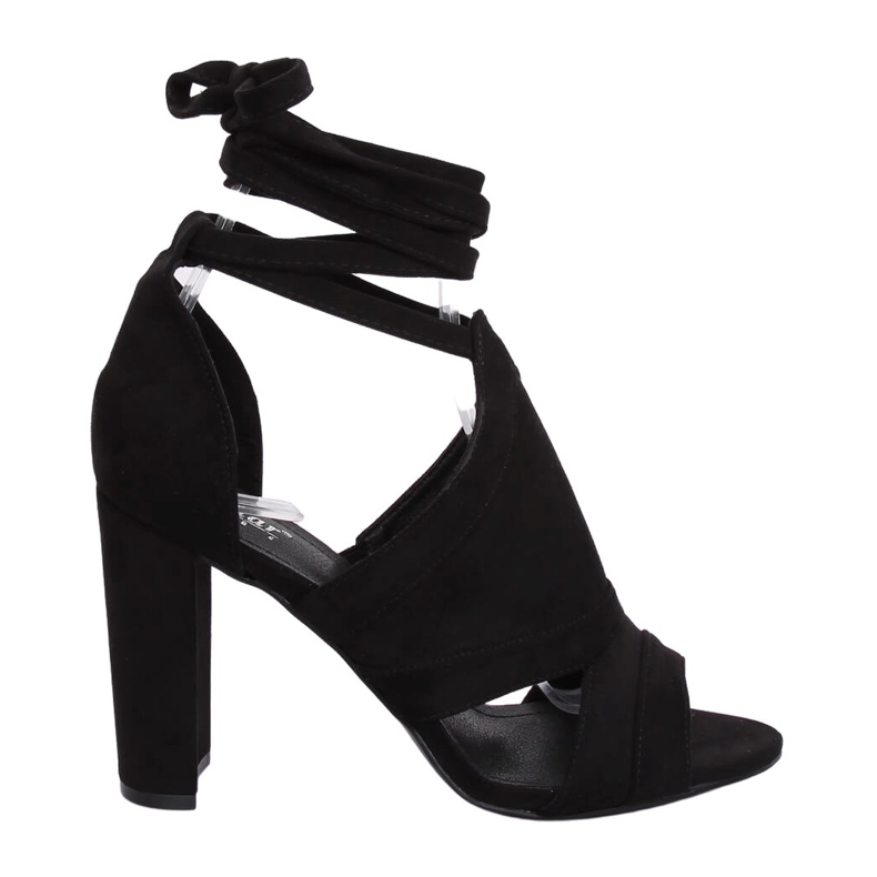 Schwarze Sandalen am Knöchel gebunden NS112P Black