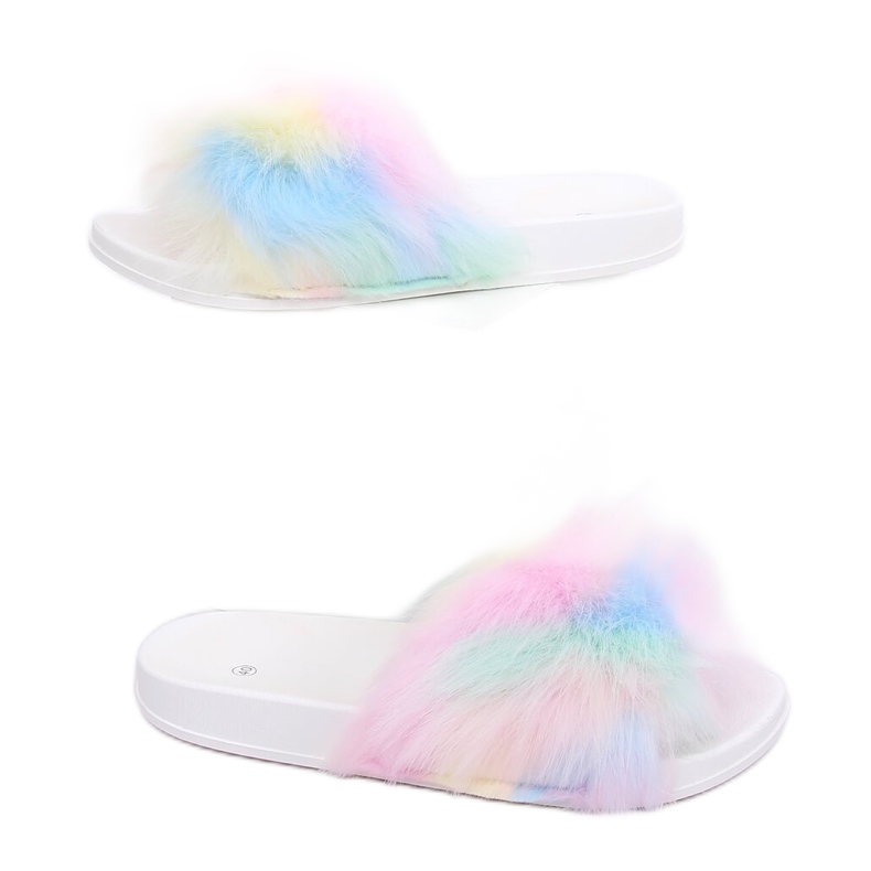 Flip-Flops mit Regenbogenpelz CK153P ​​​​Weiß mehrfarbig