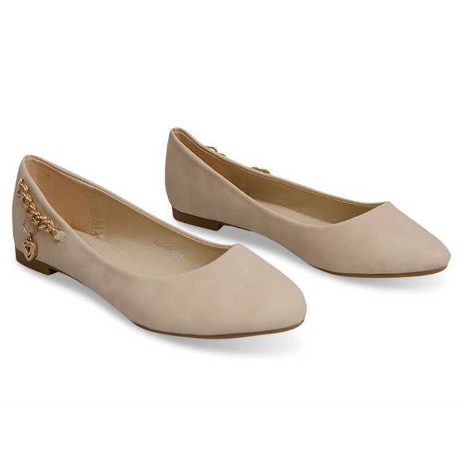 Ballerinas Mit Goldkette Und Herz Y20-90B Beige schwarz