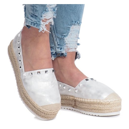 Silberne Espadrilles am Glam Wedge grau