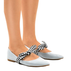 Blaue Ballerinas zum Schnüren mit Schleifen NK07P