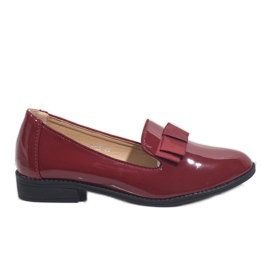 Rote Damenmokassins mit Schleife F158