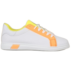 Ideal Shoes Modische Sneaker mit Öko-Leder weiß orange