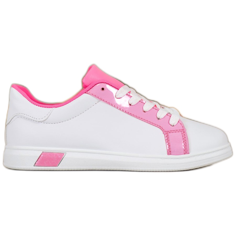 Ideal Shoes Modische Sneaker mit Öko-Leder weiß rosa