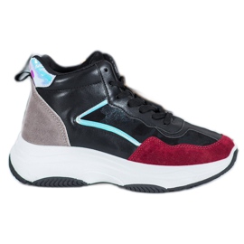 Ideal Shoes Hohe Stiefel auf der Plattform schwarz mehrfarbig