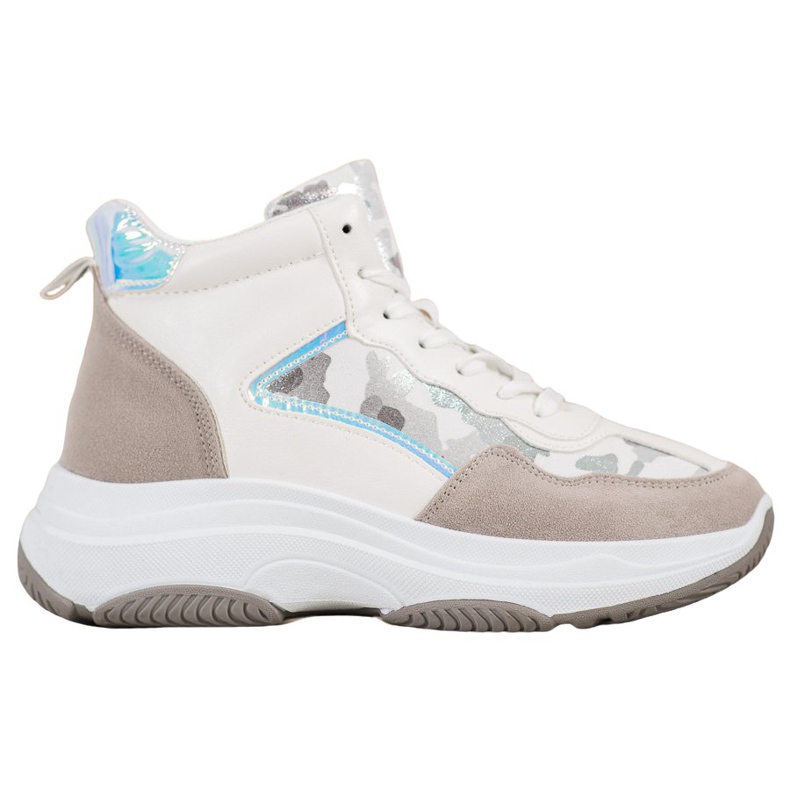 Ideal Shoes Hohe Stiefel auf der Plattform weiß braun mehrfarbig