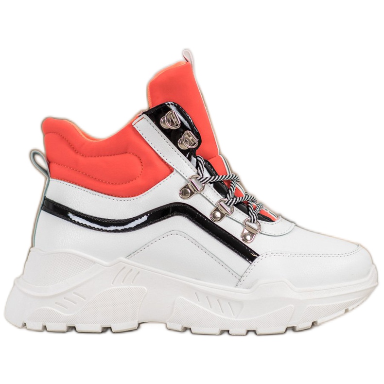 Ideal Shoes Mode Stiefel weiß orange mehrfarbig