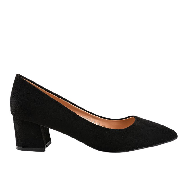 Schwarze Wildlederpumps am FM1089 Pfosten