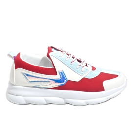 Weiße Sport-Sneaker für Damen W-3112 rot mehrfarbig
