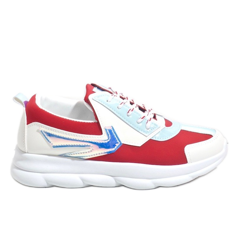 Weiße Sport-Sneaker für Damen W-3112 rot mehrfarbig
