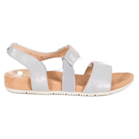SHELOVET Bequeme silberne Sandalen grau