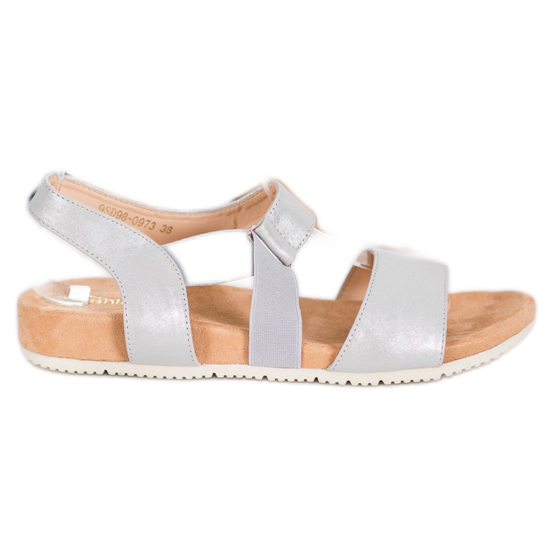 SHELOVET Bequeme silberne Sandalen grau