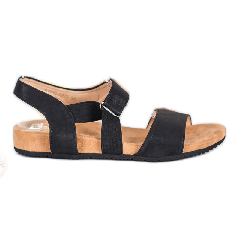 SHELOVET Bequeme schwarze Sandalen