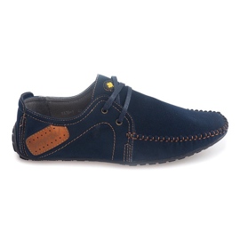Leder-Loafer zum Schnüren MA18 Marineblau