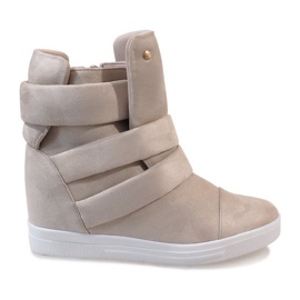 Beige Sneakers mit Keilabsatz H6508-8