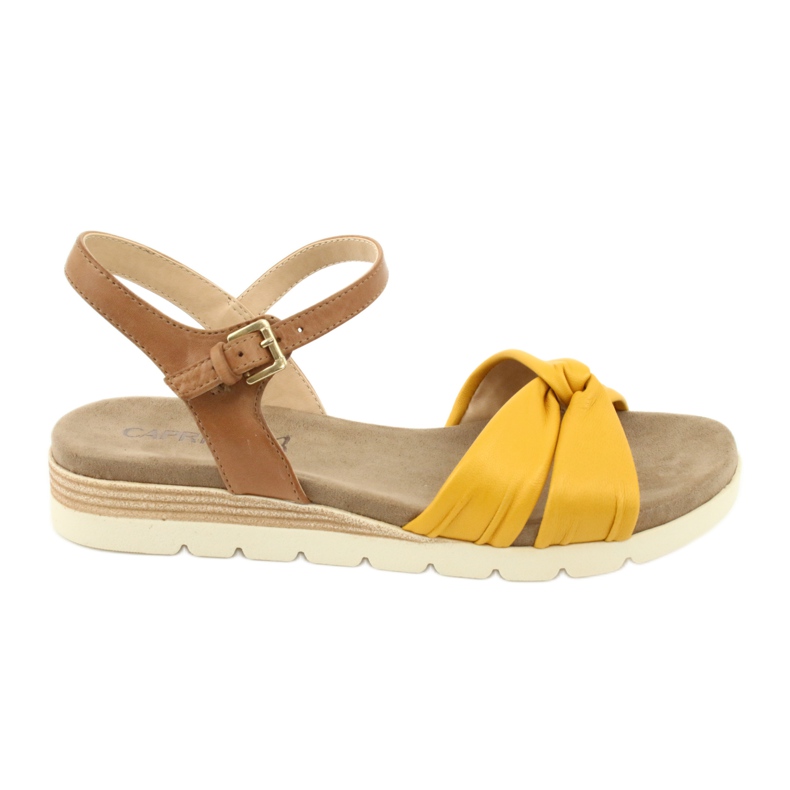 Caprice Ledersandalen beige / zitrone braun gelb