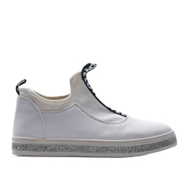 Weiße Lycra Slip-On Sneakers 1155-Y
