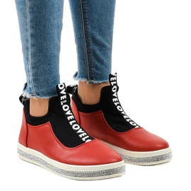 Rote Lycra Slip-On Sneakers 1155-Y