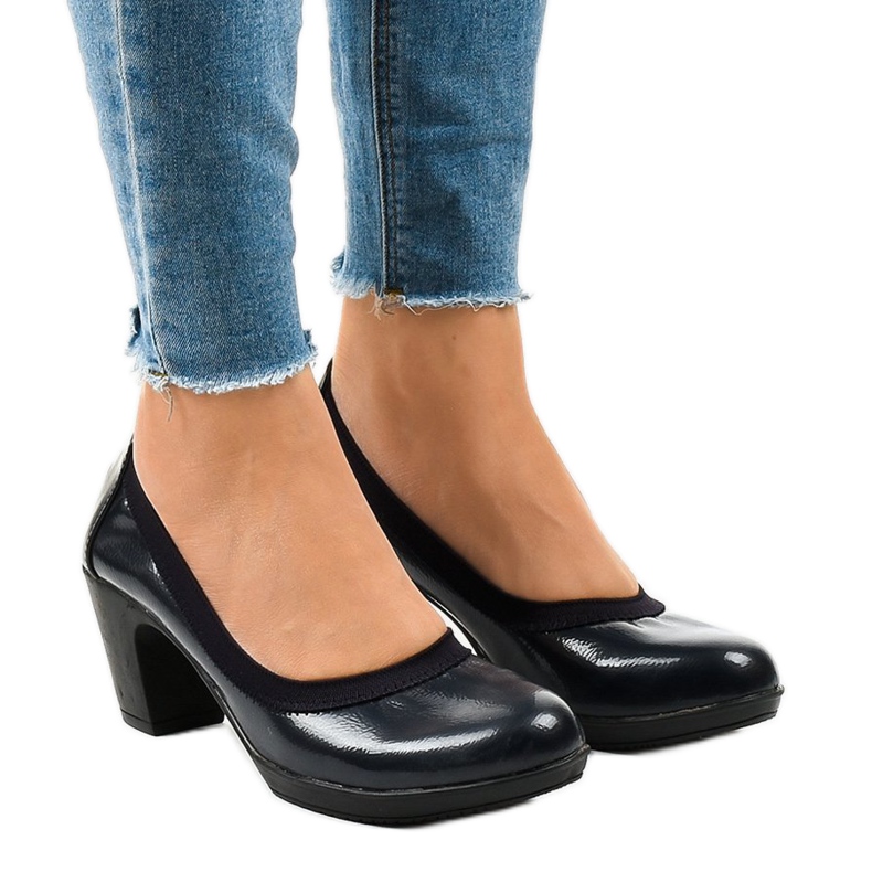 Navy lackierte Pumps am Pfosten 579-2 navy blau