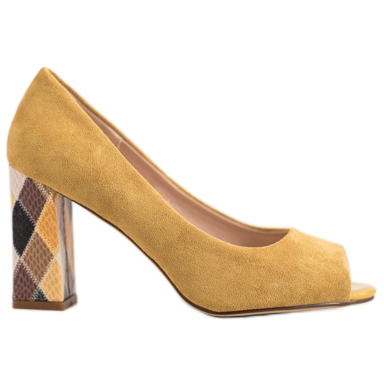 Sergio Leone Pumps mit gemustertem Absatz gelb