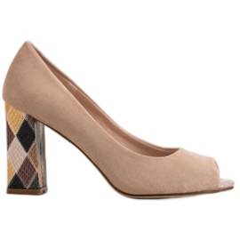 Sergio Leone Pumps mit gemustertem Absatz beige
