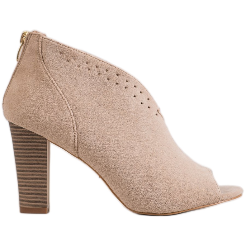 VINCEZA Stiefel mit offener Zehenpartie beige