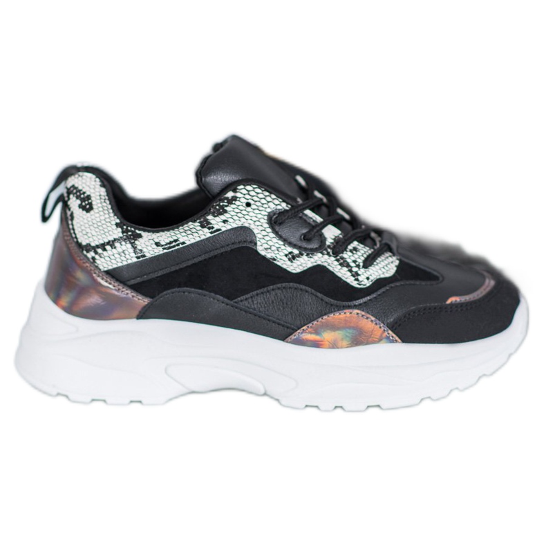 SHELOVET Gebundene Sneakers mit Öko-Leder schwarz mehrfarbig