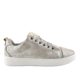 Graue Sneakers verziert mit 373-Y-Perlen