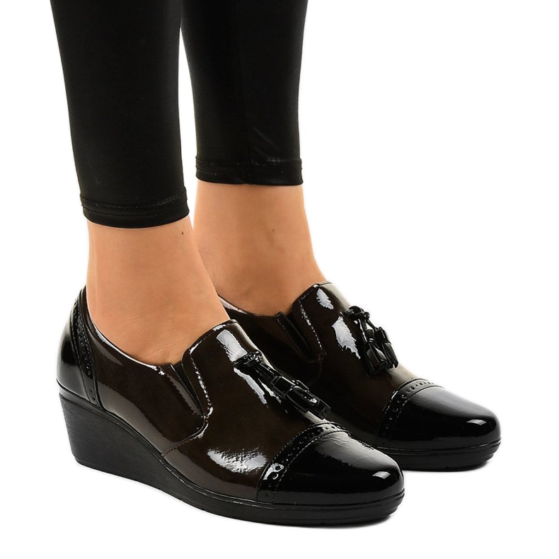 Schwarze Keilschuhe 7-9022