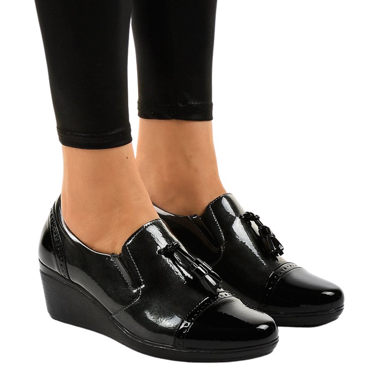 Schwarze Keilschuhe 7-9022 grau