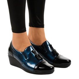 Schwarze Keilschuhe 7-9022 marineblau