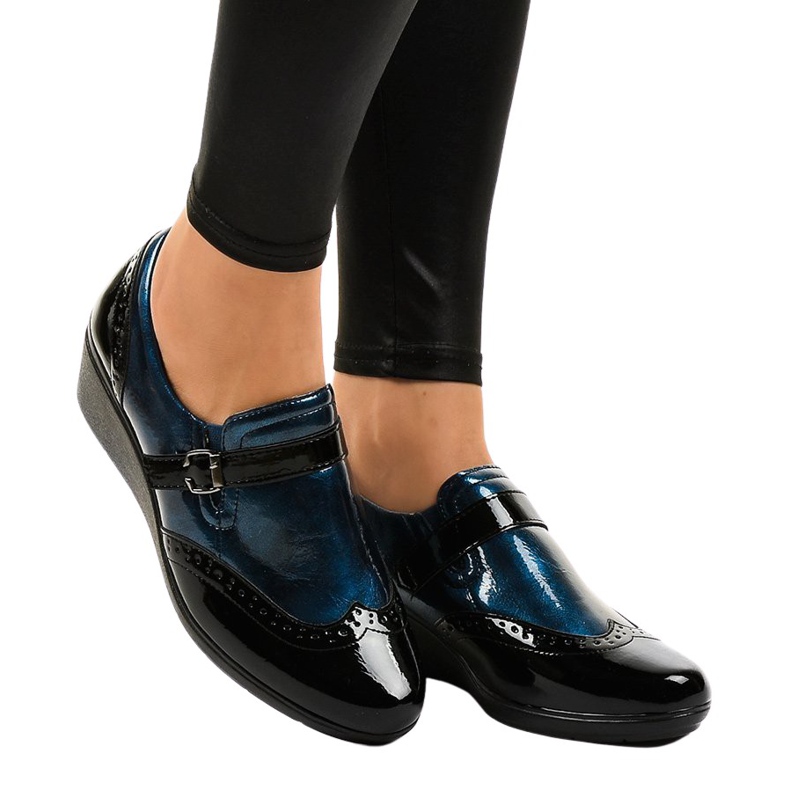 Schwarze Keilschuhe 7-9021 navy blau