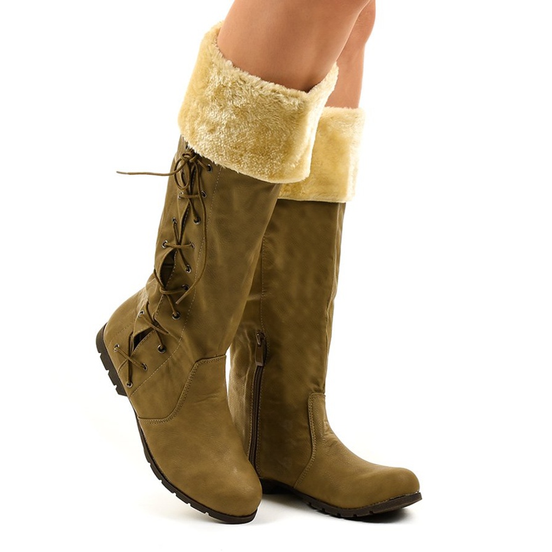 Braune, isolierte flache Stiefel AF1151