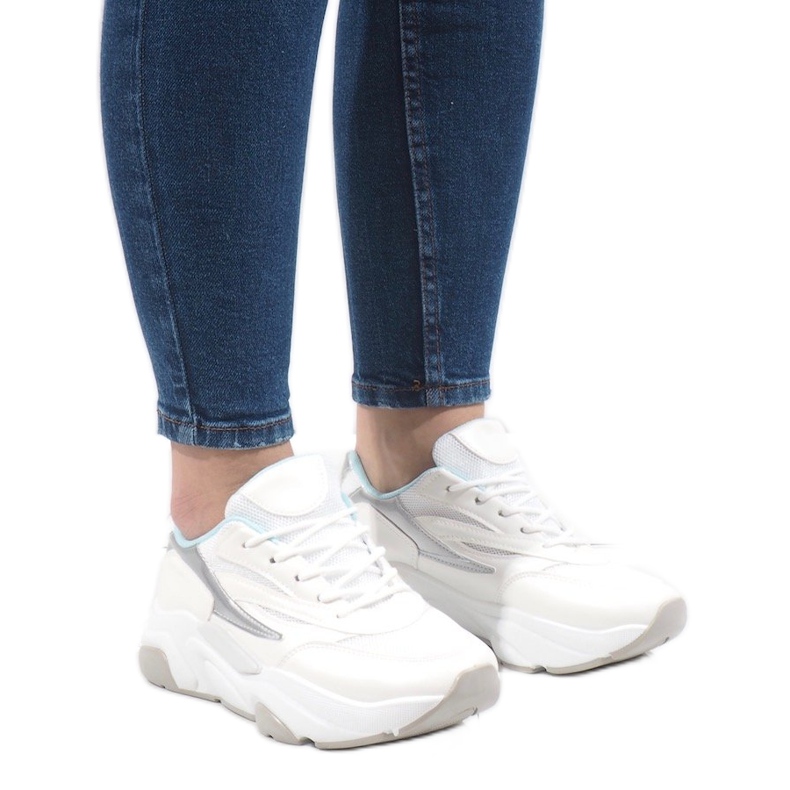 Weiße Sport-Sneaker SX001-6 blau