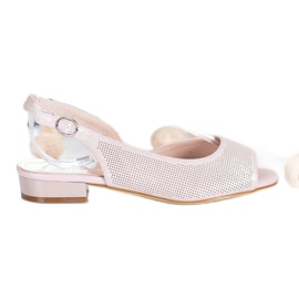 Sergio Leone Durchbrochene Sandalen auf niedrigen Absätzen rosa