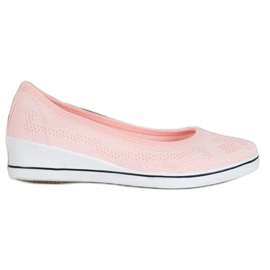 Super Me Durchbrochene Ballerina auf Keil rosa