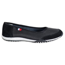 Filippo Sportliche Lederballerinas schwarz