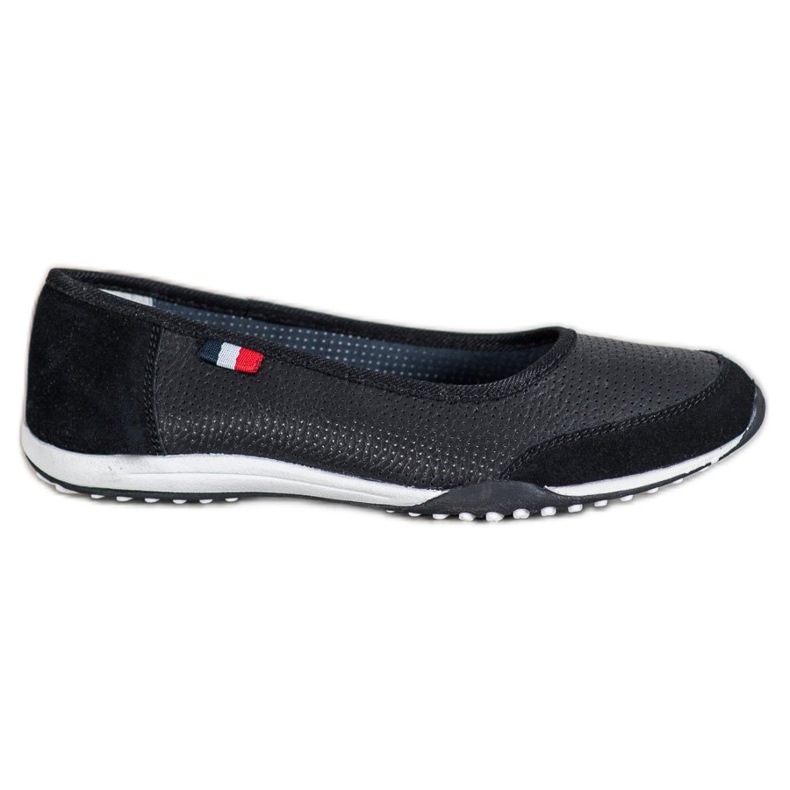 Filippo Sportliche Lederballerinas schwarz